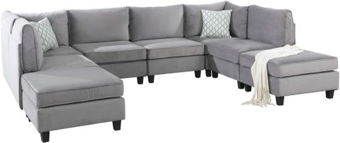 Amazon.com: Lilola Home Zelmira Gray Velvet 8Pc Modular Sectional Sofa ... pertaining to Unveiling the Lilola Home Zelmira Sectional A Deep Dive for Your Living Space