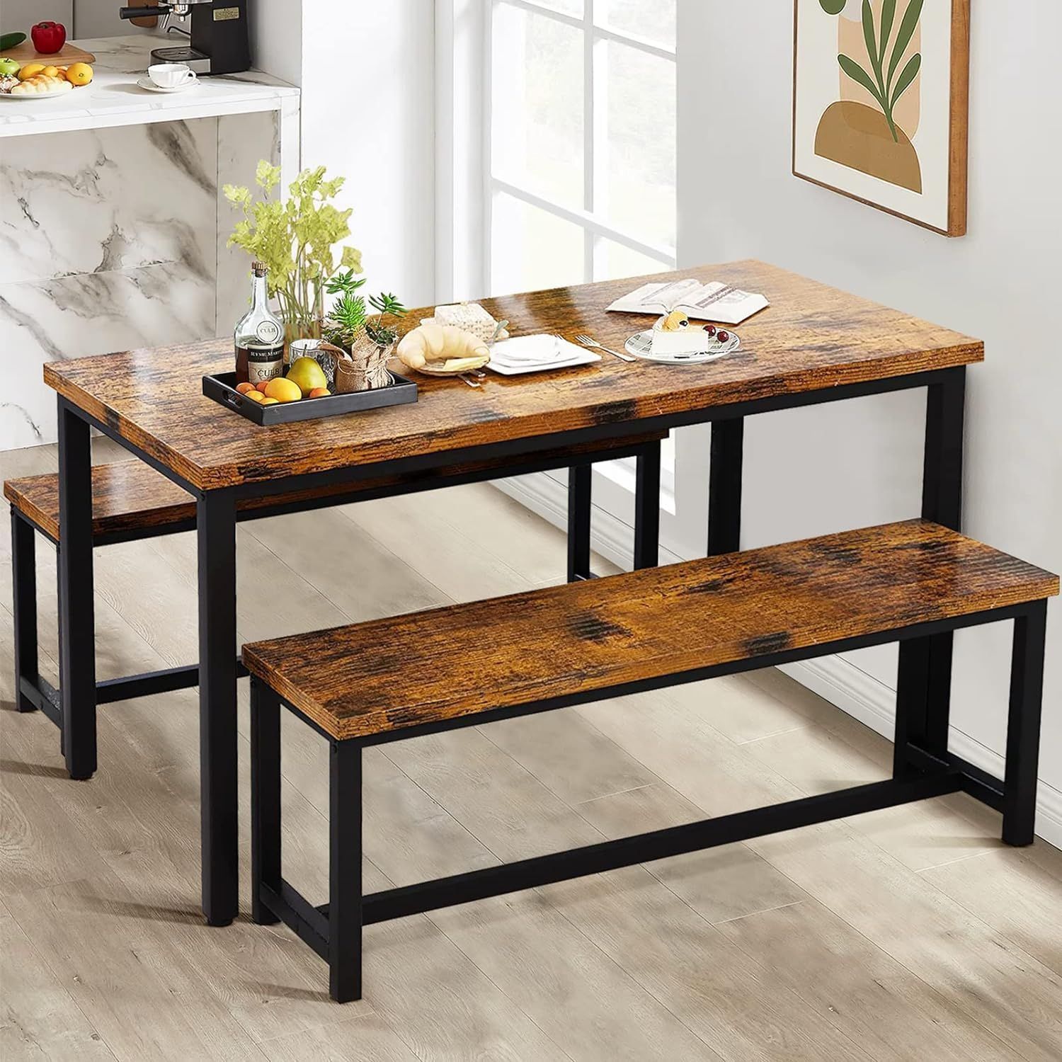 Amazon.com - Recaceik Dining Table Set For 4, Kitchen Table Set With 2 ... inside