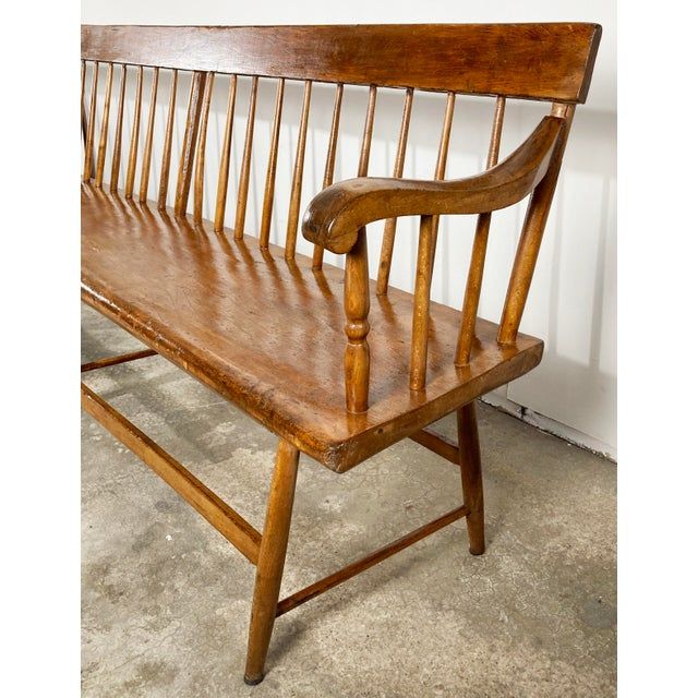 Antique Extra Long Wood Spindle Deacons Bench | Chairish inside