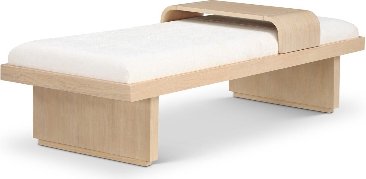 Arlington Chenille Fabric Bench In Cream And Natural By Meridian ... inside A Closer Look at the Black Arlington Chenille Upholstered Bench