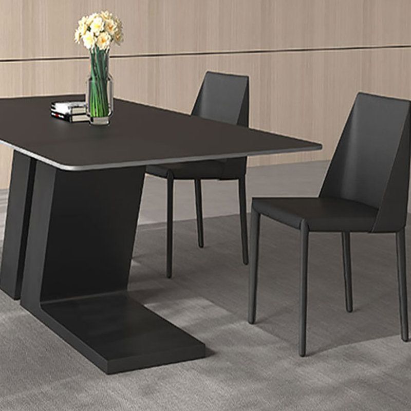 Beicang Home Modern Black Slate Dining Table With Steel Base | Wayfair with regard to