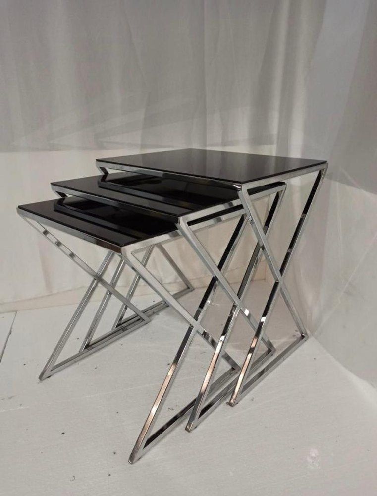 Black Silver Nesting Table (Set Of 3) At Rs 799/Set | Nesting Table In ... within Expert Tips for Caring for Your Silver Rothesay Nesting Table Set