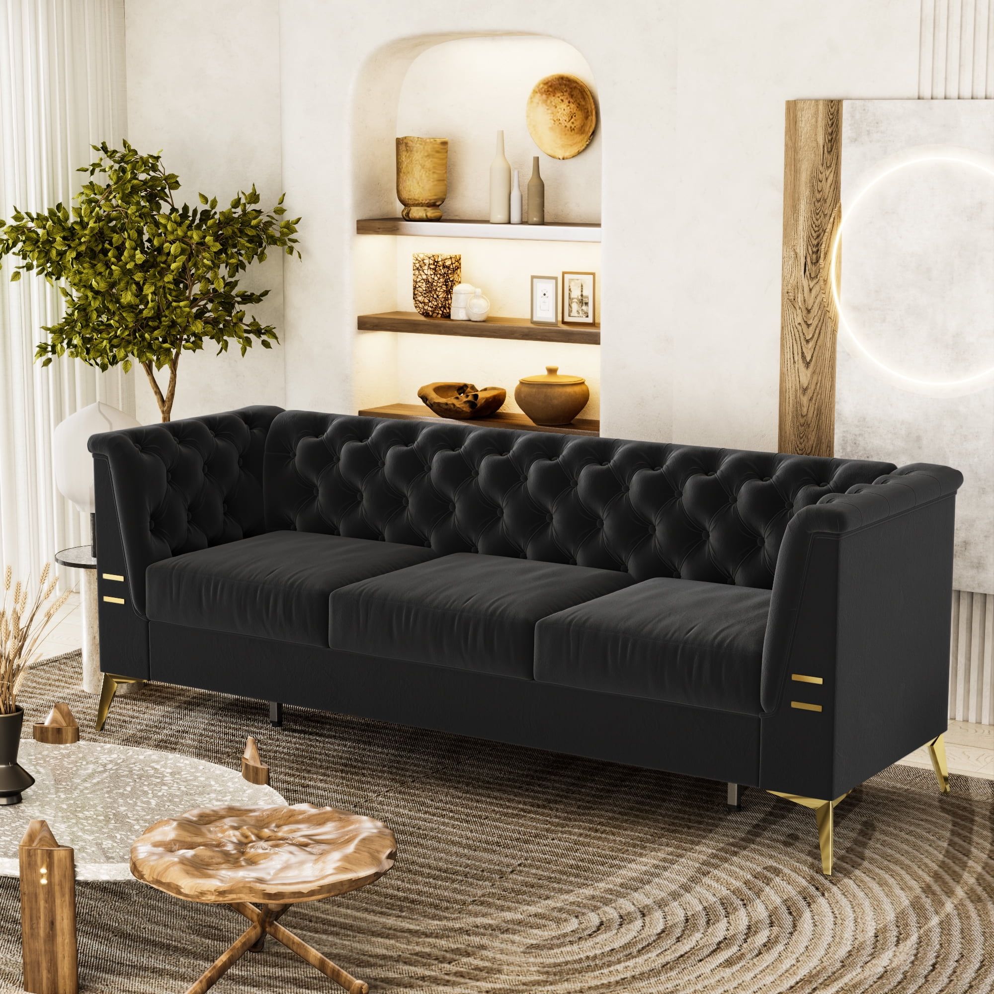 Black Velvet Sofa Interior Design At Greg Stone Blog with regard to Designing with the Tremblay Black Velvet Sofa