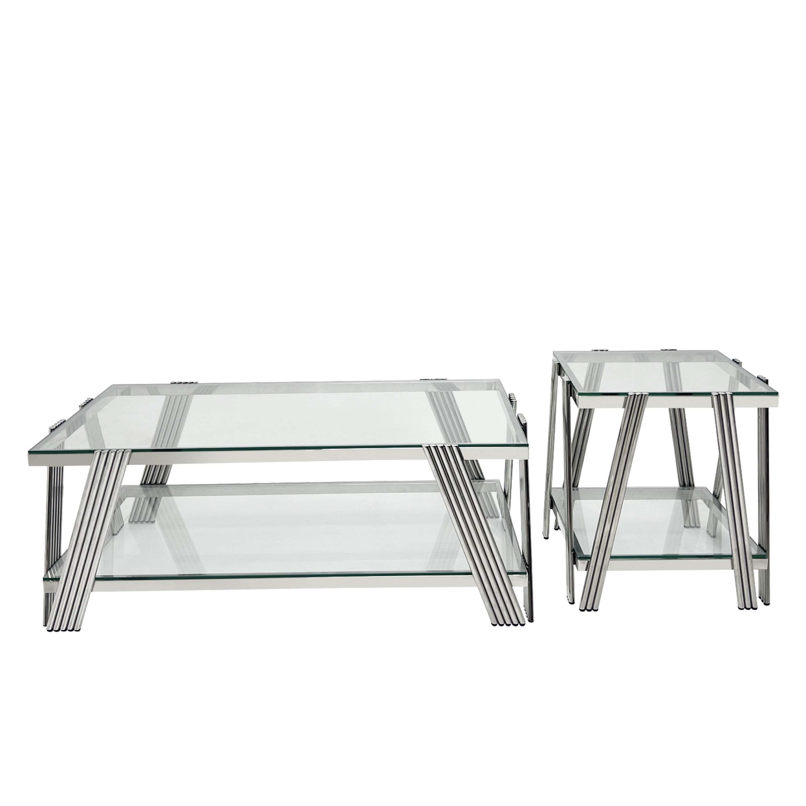 Blendoi Brooke Stainless Steel Coffee Table Set (Set Of 2), Double ... within The Enduring Appeal of Chrome The Glanz Metal Coffee Table Set Explained