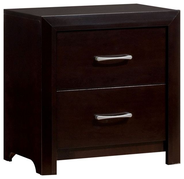 Bowery Hill 2-Drawer Contemporary Wood Nightstand In Espresso ... intended for