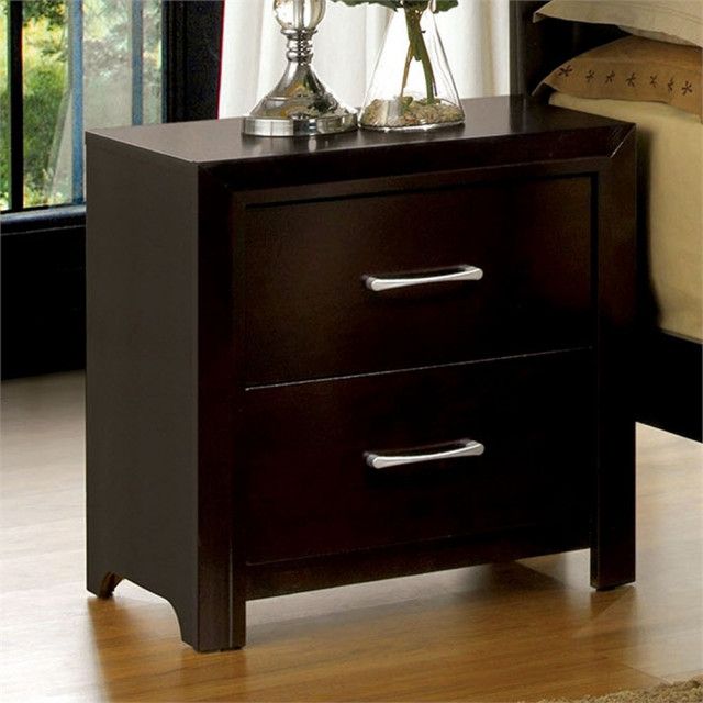 Bowery Hill 2-Drawer Contemporary Wood Nightstand In Espresso ... with regard to