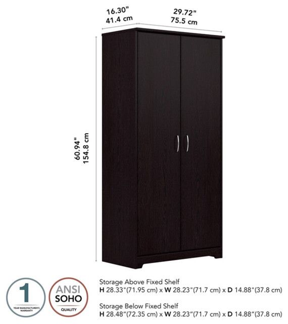 Bowery Hill Tall Storage Cabinet With Doors In Espresso Oak ... throughout