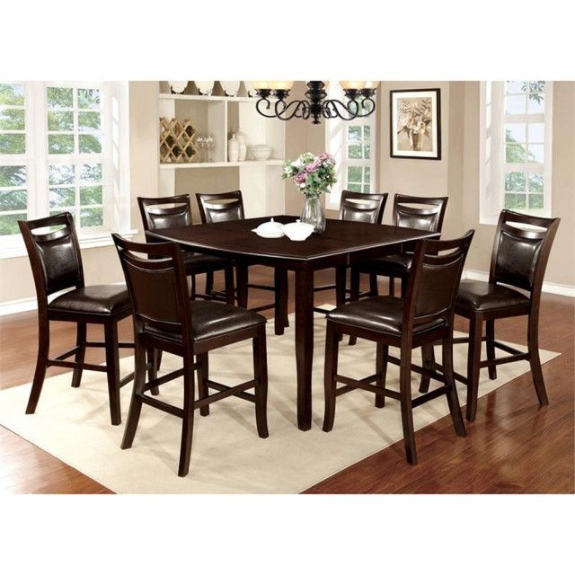 Bowery Hill Transitional Wood Expandable Counter Dining Table In ... inside