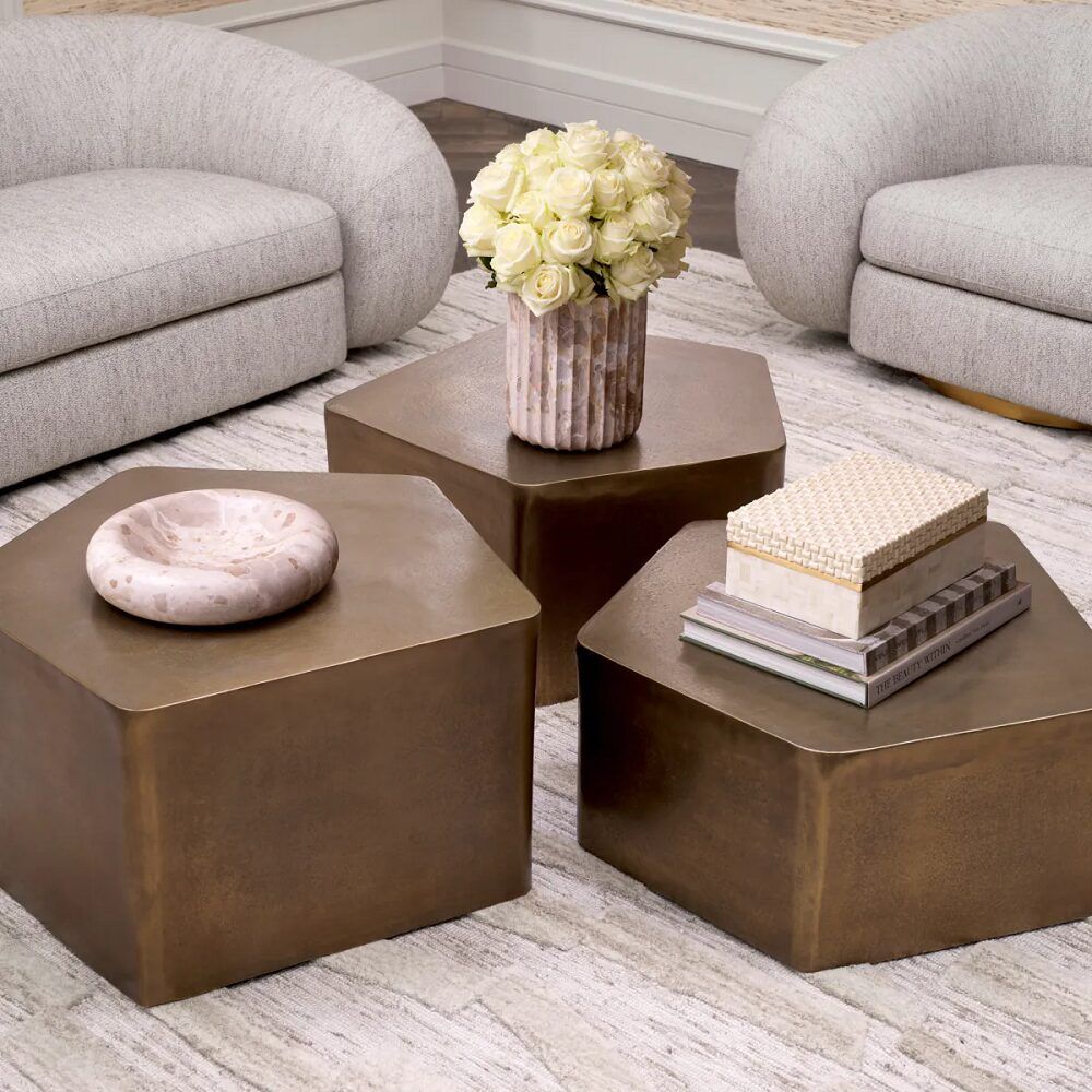 Coffee Table Veenazza Set Of 3 By Eichholtz | Core Furniture Online regarding A Closer Look at the Eichholtz Lauren Vintage Triangular Coffee Table Design