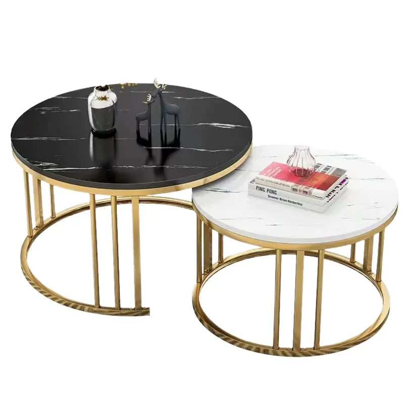 Contemporary Round Metal Coffee Table Set Modern Home And Hotel Living ... with regard to