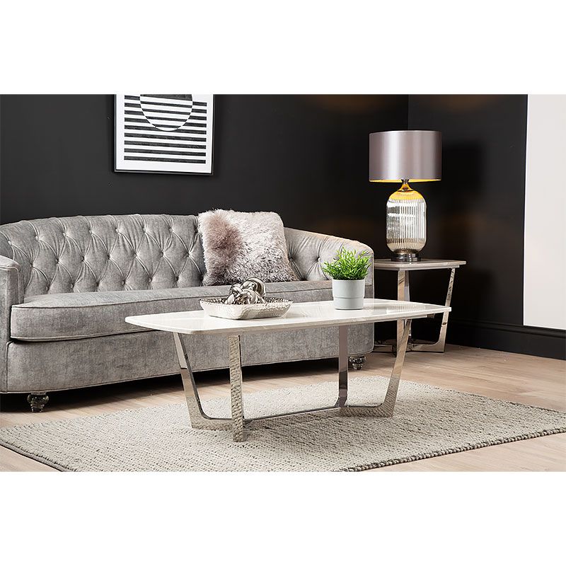 Dorchester Chrome Metal And Grey Faux Marble Coffee Table | Picture ... for