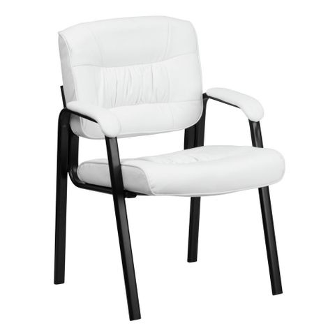 Flash Furniture White Leather Executive Side Reception Chair With Black ... in