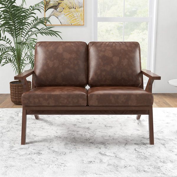 George Oliver Kevian 51.57'' W Mid Century Modern Retro Solid Wood ... inside A Deep Dive into the Craftsmanship of 100.5&quot;W Mid-Century Leather Sectionals