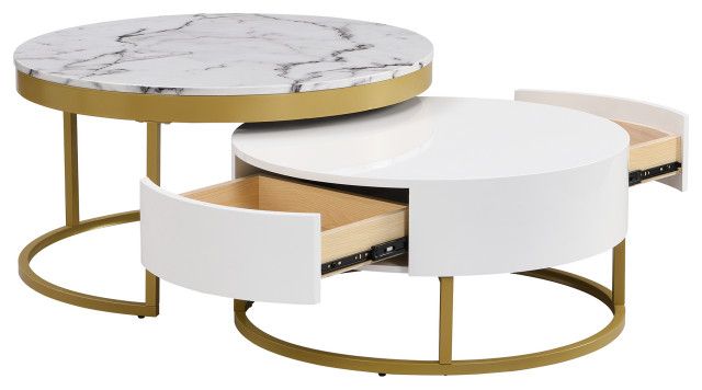 Gewnee Round Nesting Coffee Table - Contemporary - Coffee Table Sets ... intended for Unveiling the Charm of the Gewnee Coffee Table Set of 2
