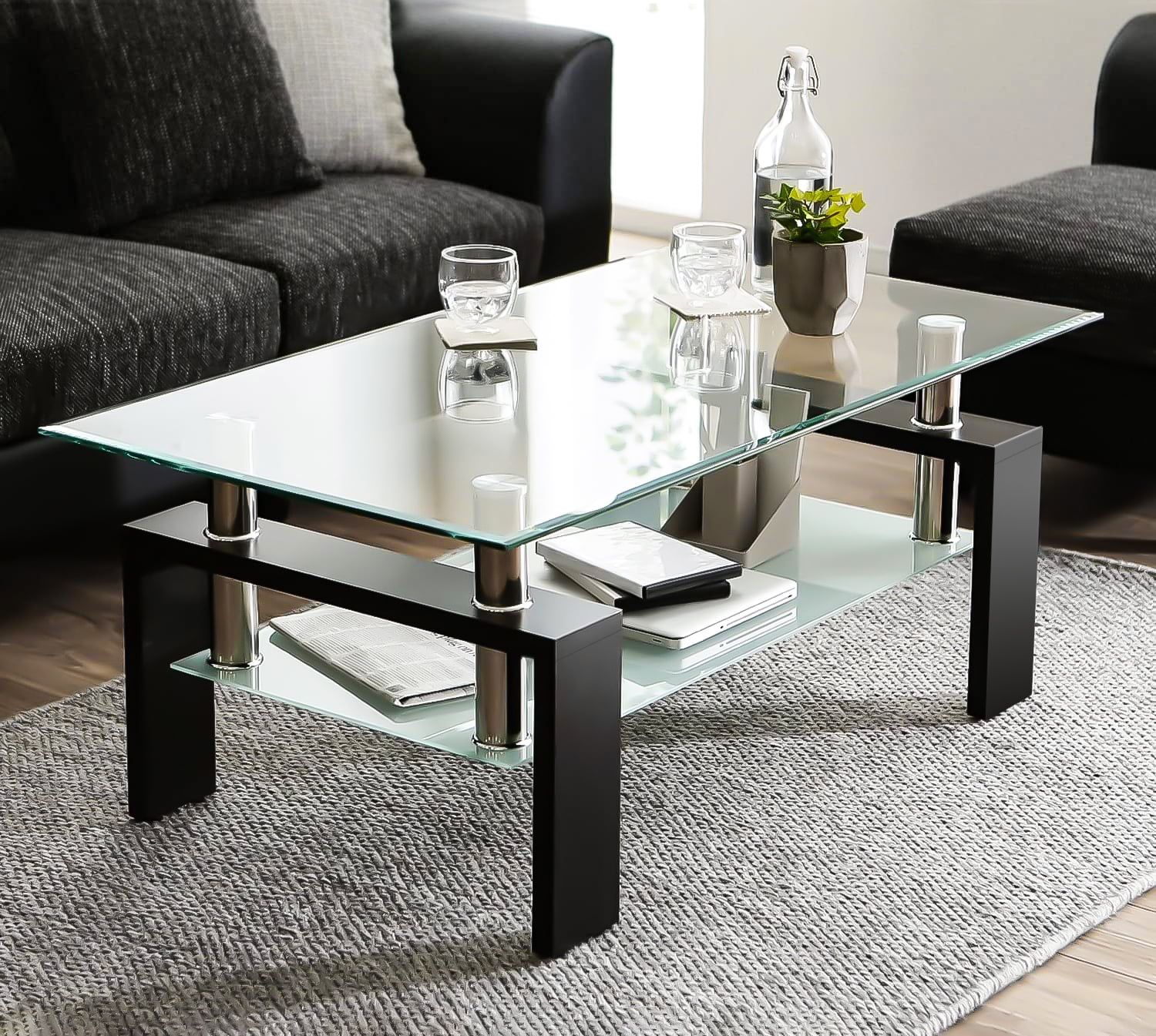 Glass Coffee Table For Small Living Room | Baci Living Room throughout Bringing Light and Style to Your Living Space with the Gewnee Glass Tea Table