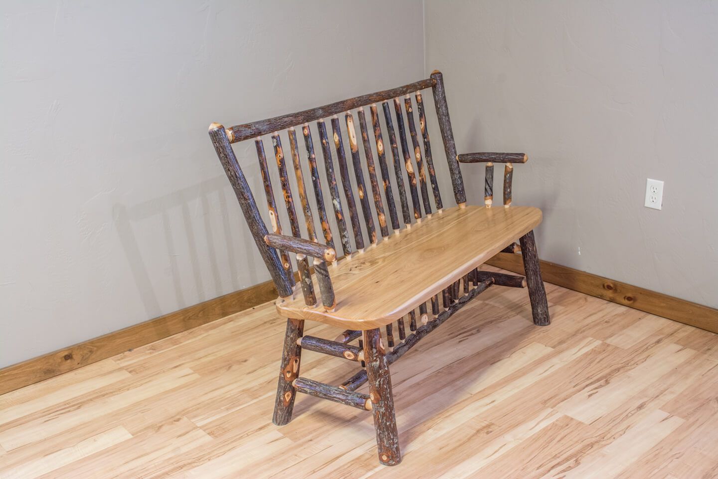 Hickory Deacons Bench W-Spindle Back | Schrock's Country Store intended for