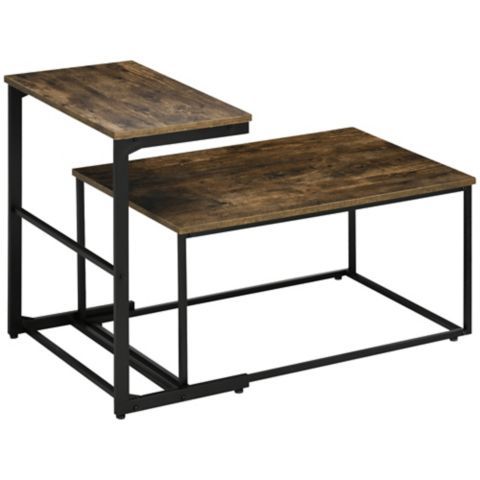 Homcom Industrial Nesting Tables Set Of 2 Metal Frame Living Room | Thebay in