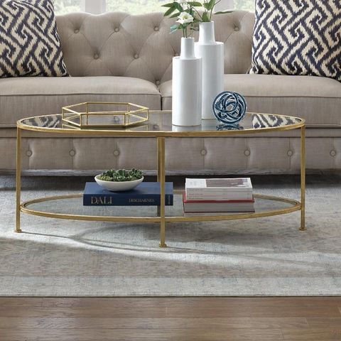 Home Decorators Collection Bella Aged Gold Oval Glass Coffee Table ... with Elevating Your Decor with the Timeless Charm of Antique Gold Como Tables