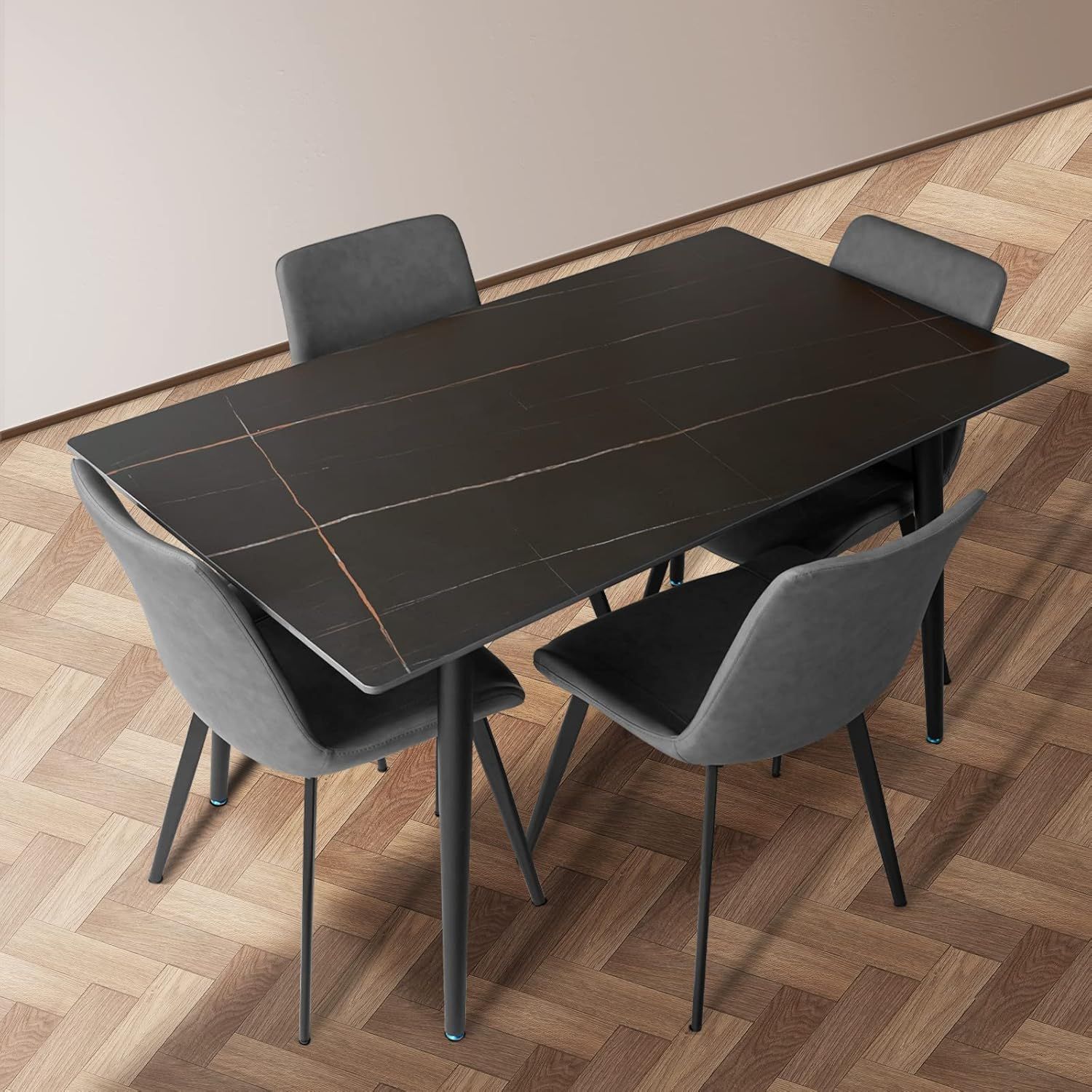 Jiexi Slate Dining Table Set For 4, Modern Kitchen Table For Dinner ... in