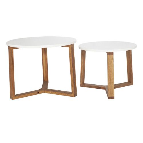 Kayla Bay By Temple &amp; Webster 2 Piece Olwen Oak Wood Nesting Side Table Set within Maximizing Functionality with the Nyborn 2-Piece Side Table Set