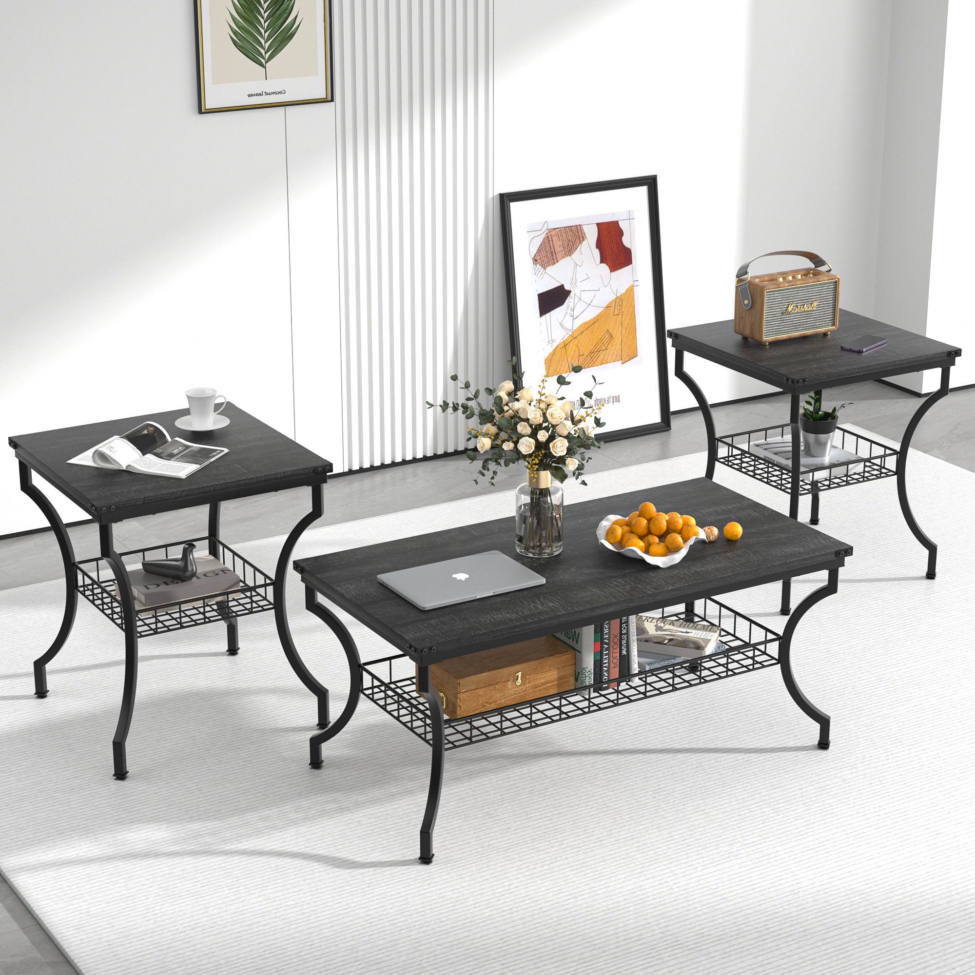 Lark Manor Aliona 3 - Piece Living Room Table Set &Amp; Reviews | Wayfair intended for