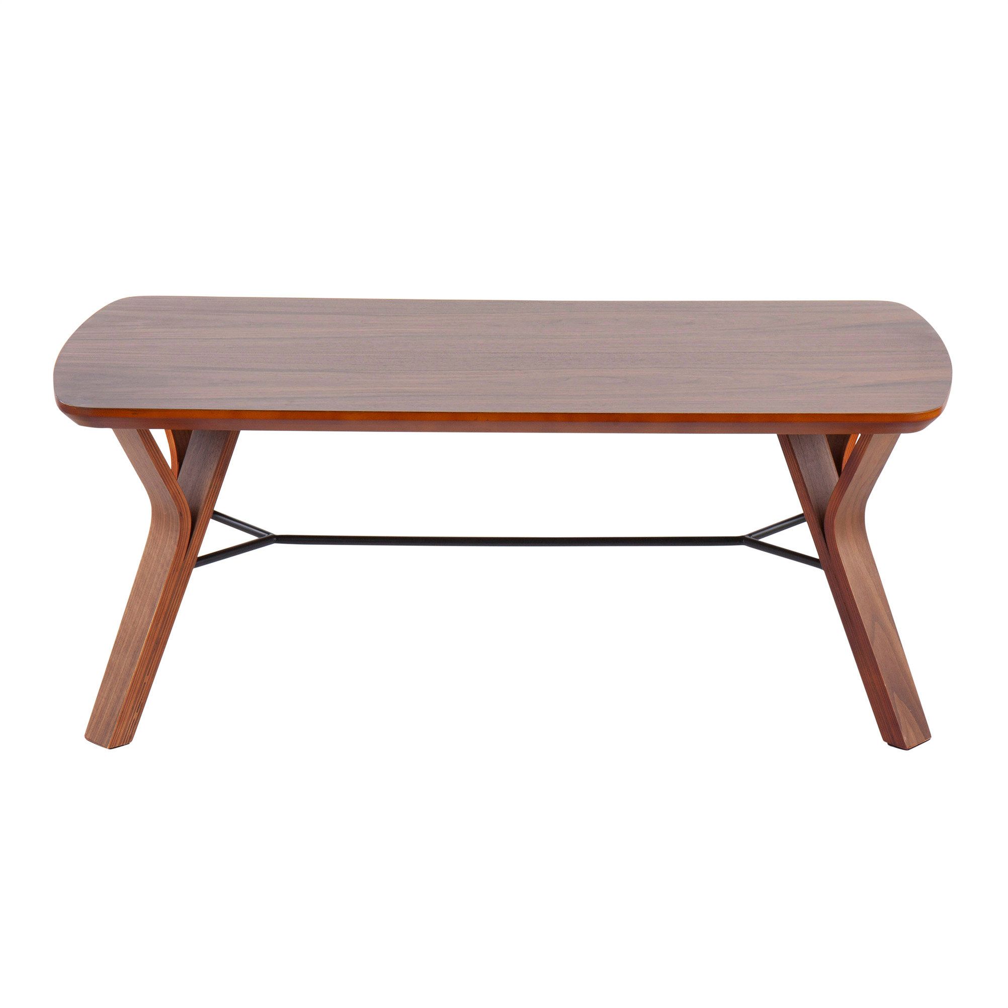 Latitude Run® Folia Mid-Century Modern Bench In Walnut Wood By ... with