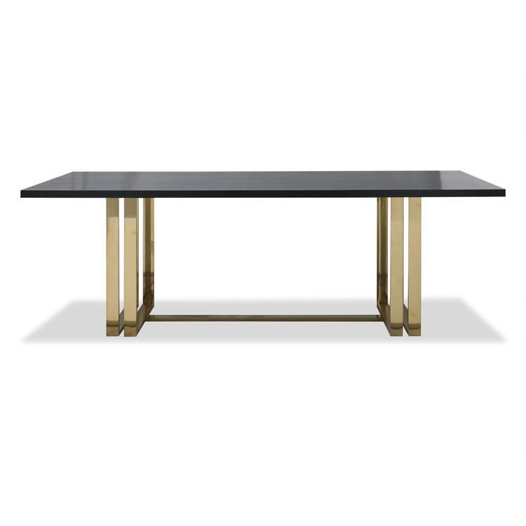 Lennox Black Top Rectangular Dining Table Polished Brass Or Steel ... with regard to Discover the Craftsmanship Behind the Lennox Rectangular Dining Table