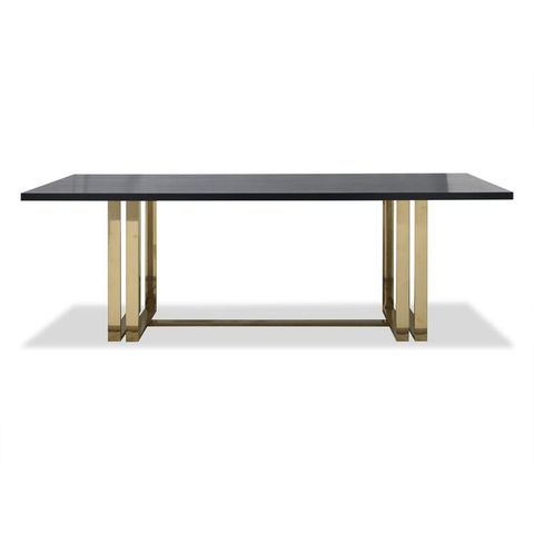 Lennox Black Top Rectangular Dining Table Polished Brass Or Steel ... with regard to Discover the Craftsmanship Behind the Lennox Rectangular Dining Table