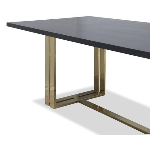 Lennox Black Top Rectangular Dining Table Polished Brass Or Steel ... within Discover the Craftsmanship Behind the Lennox Rectangular Dining Table