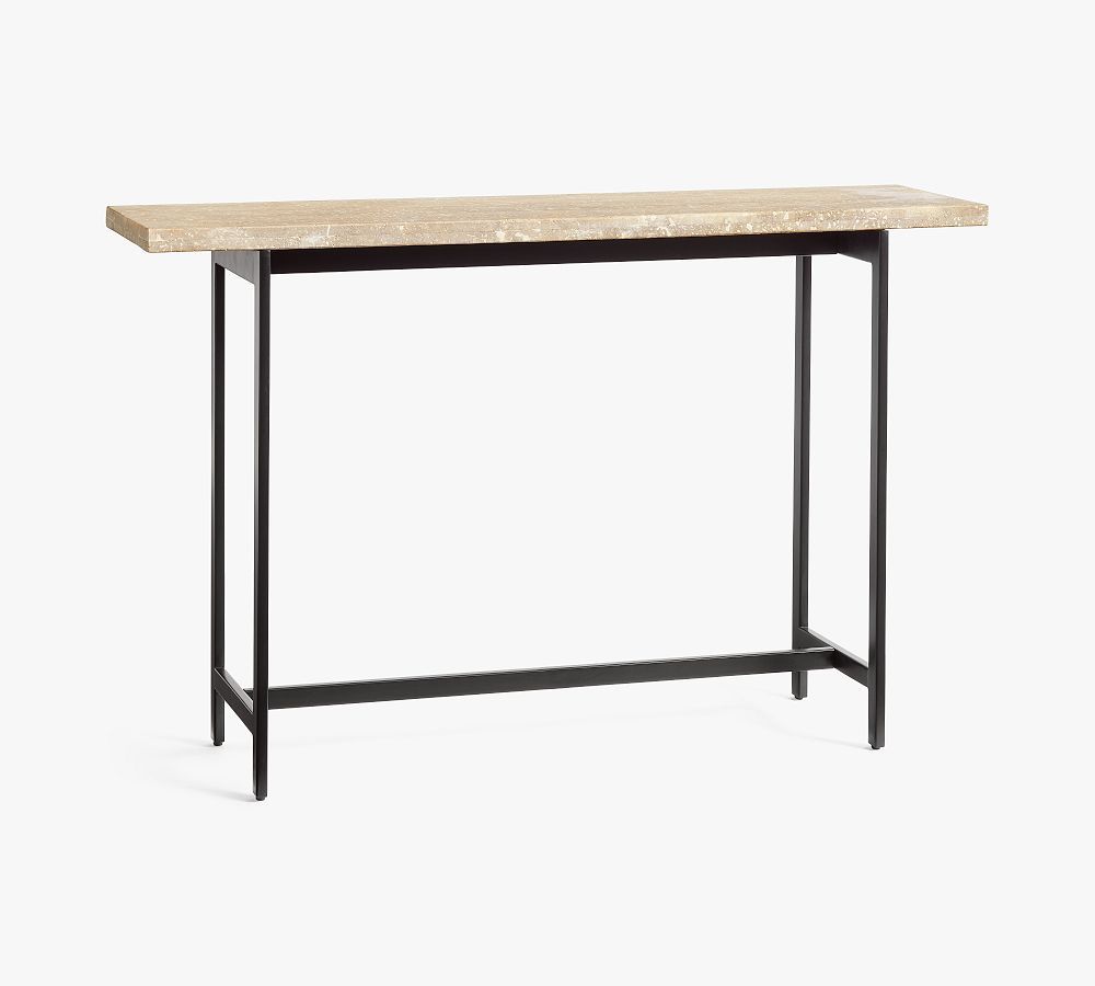 Lennox Rectangular Travertine Console Table | Pottery Barn inside