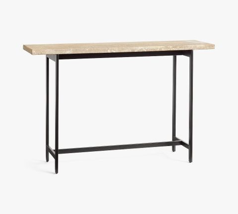 Lennox Rectangular Travertine Console Table | Pottery Barn inside