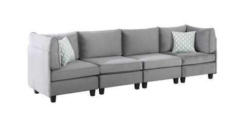 Lilola Home Zelmira Gray Velvet 4Pc Sofa | Contemporary Sofa, Sofa ... intended for