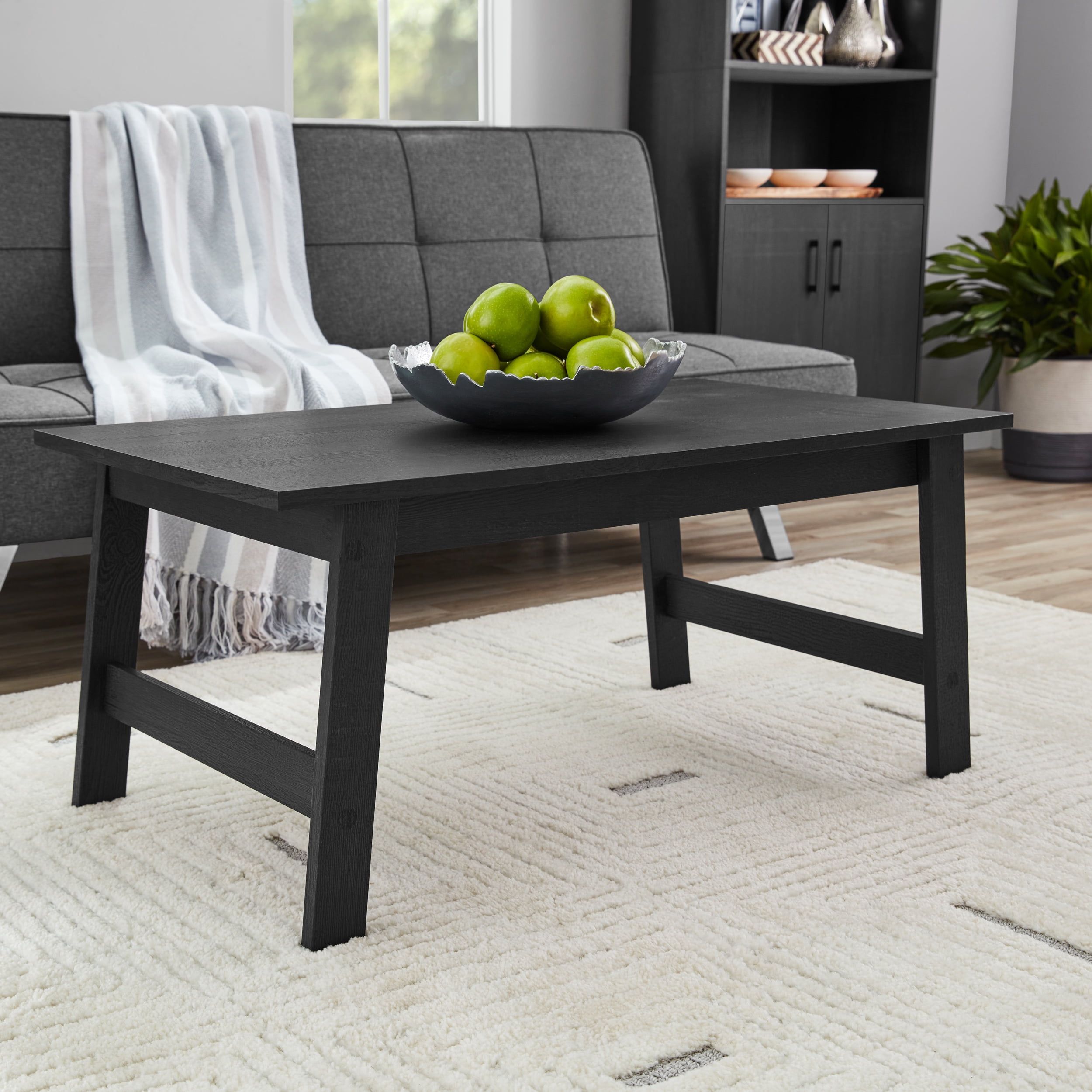 Mainstays Wood Rectangle Coffee Table, Black Finish - Walmart.com for