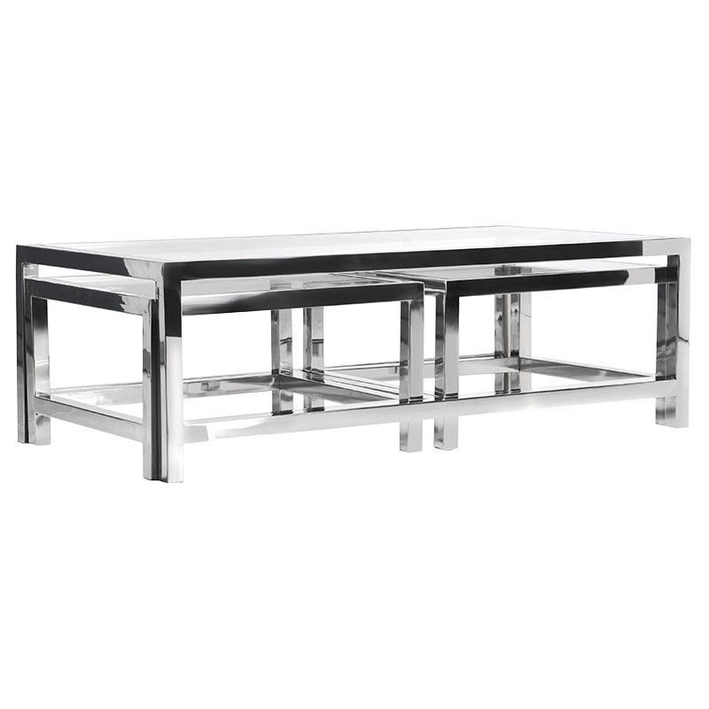 Meetropolis Chrome Glass Coffee Table Set 150Cm - Avant Garde Furniture with The Enduring Appeal of Chrome The Glanz Metal Coffee Table Set Explained