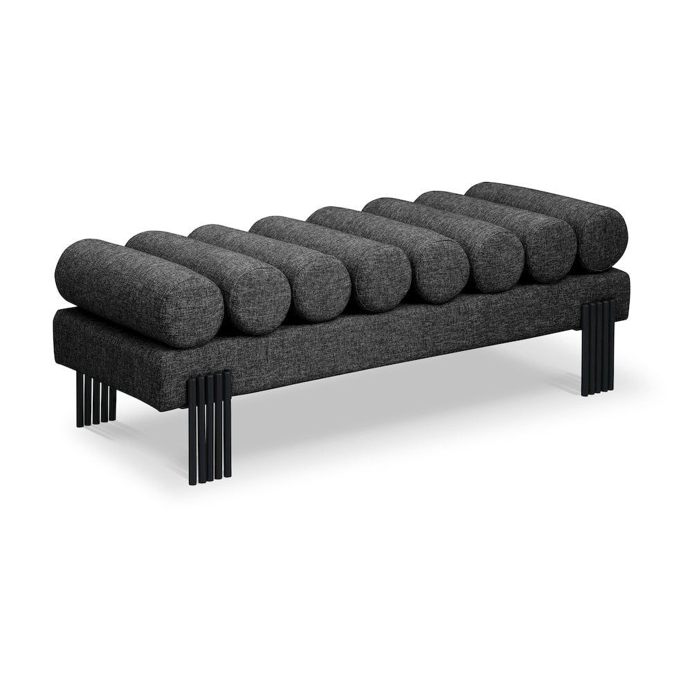 Meridian Furniture Akeela Black Linen Textured Fabric Bench - Walmart.com intended for Exploring the Aesthetic of the Akeela Linen Textured Upholstered Bench