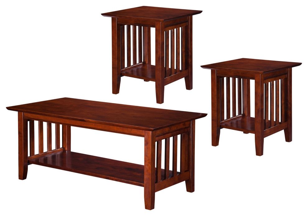 Mission 3-Piece Coffee Table Set, Walnut - Craftsman - Coffee Table ... within The Enduring Appeal of Dark Walnut in a 3-Piece Table Setting