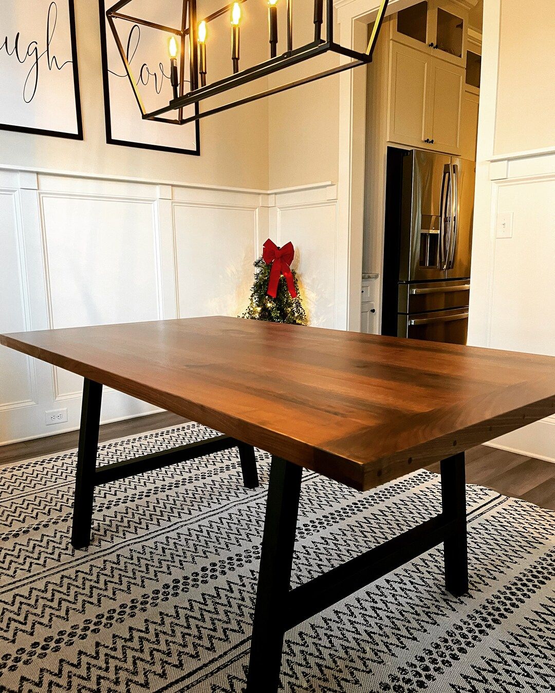 Modern Black Walnut Dining Table, Farmhouse Modern, Large Table With ... regarding Elevating Mealtime Aesthetics The Black Walnut Slate Dining Table Story