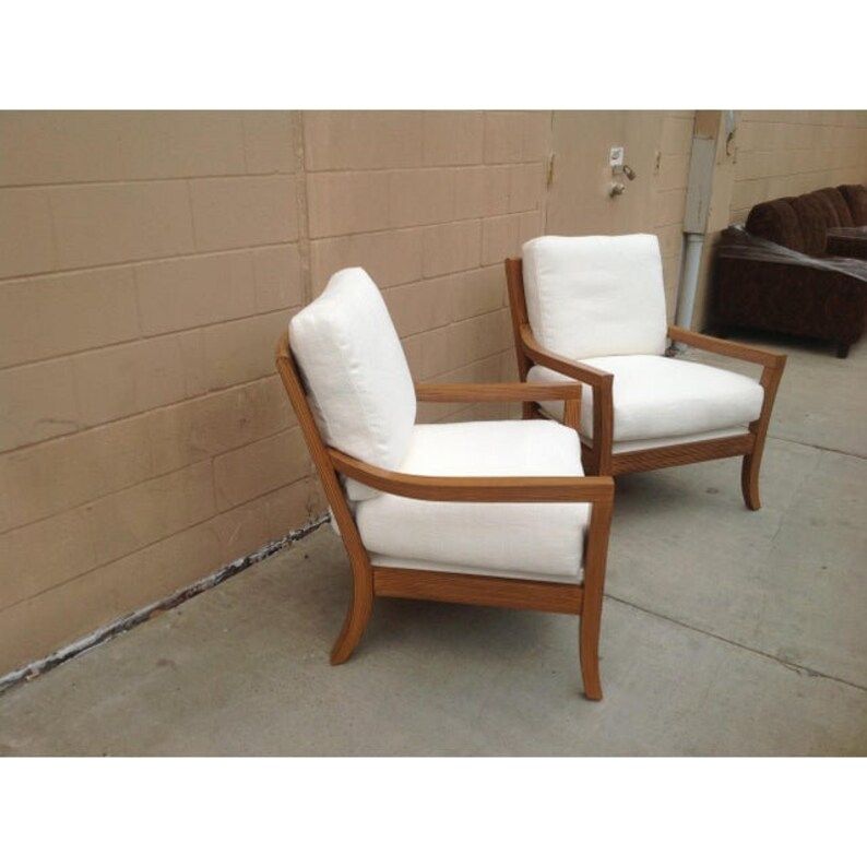Modern White Chenille Upholstered Lounge Chairs A Pair - Etsy for A Closer Look at the Black Arlington Chenille Upholstered Bench