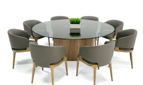 Modrest Kaye - Modern Walnut + Glass 71" Round Dining Table | Atlas ... within Discovering Timeless Elegance The Monte 71" Walnut Dining Table A Closer Look