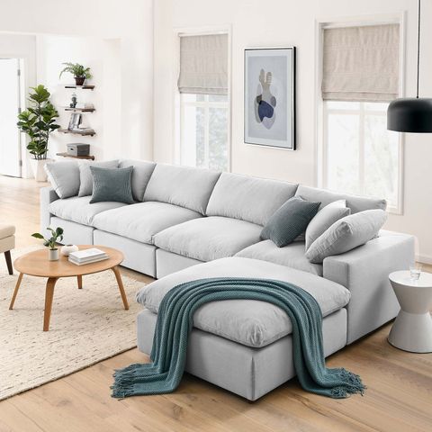 Modway Commix 5 Piece Down Filled Overstuffed Sectional Sofa Set In ... in Tips for Styling and Maintaining Your Modway Commix Fabric Sectional