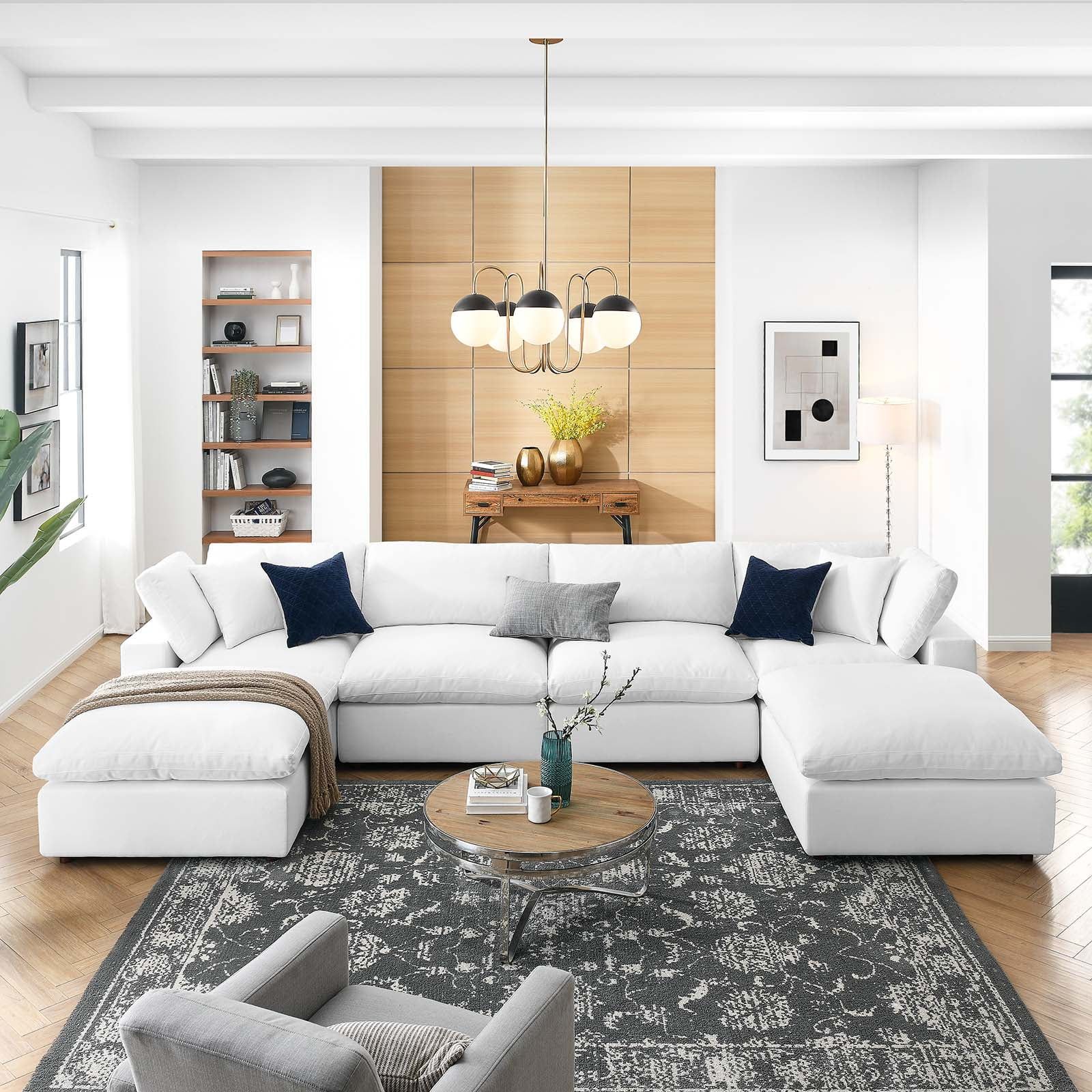 Modway Commix 6-Piece Down Filled Overstuffed Sectional Sofa In Pure ... with regard to