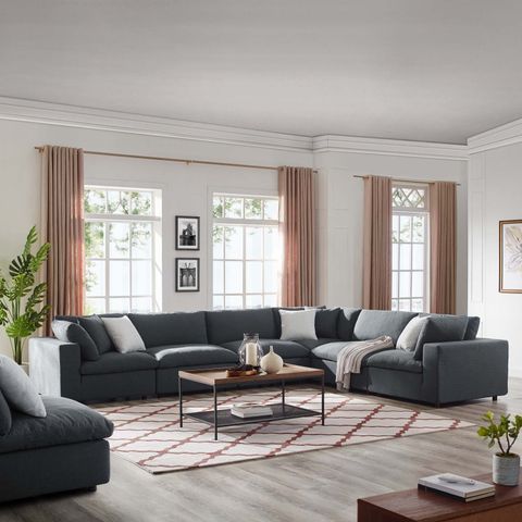 Modway Commix 6-Piece Fabric Down Filled Overstuffed Sectional Sofa Set ... with regard to Tips for Styling and Maintaining Your Modway Commix Fabric Sectional