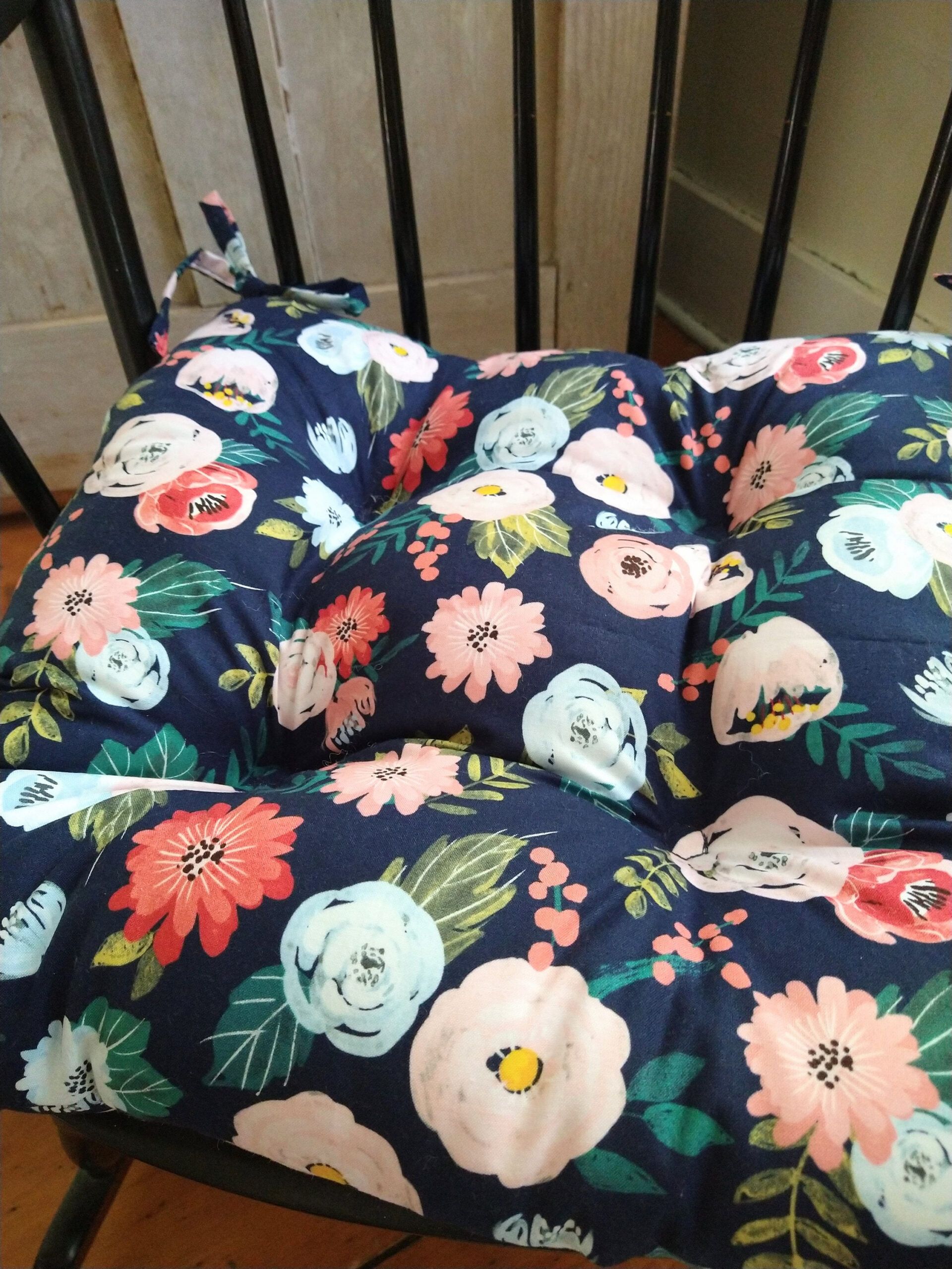 Navy Floral Chair Cushion Tufted Pad Watercolor Floral | Etsy with regard to Understanding the Craftsmanship Behind Black Floral Bench Pads
