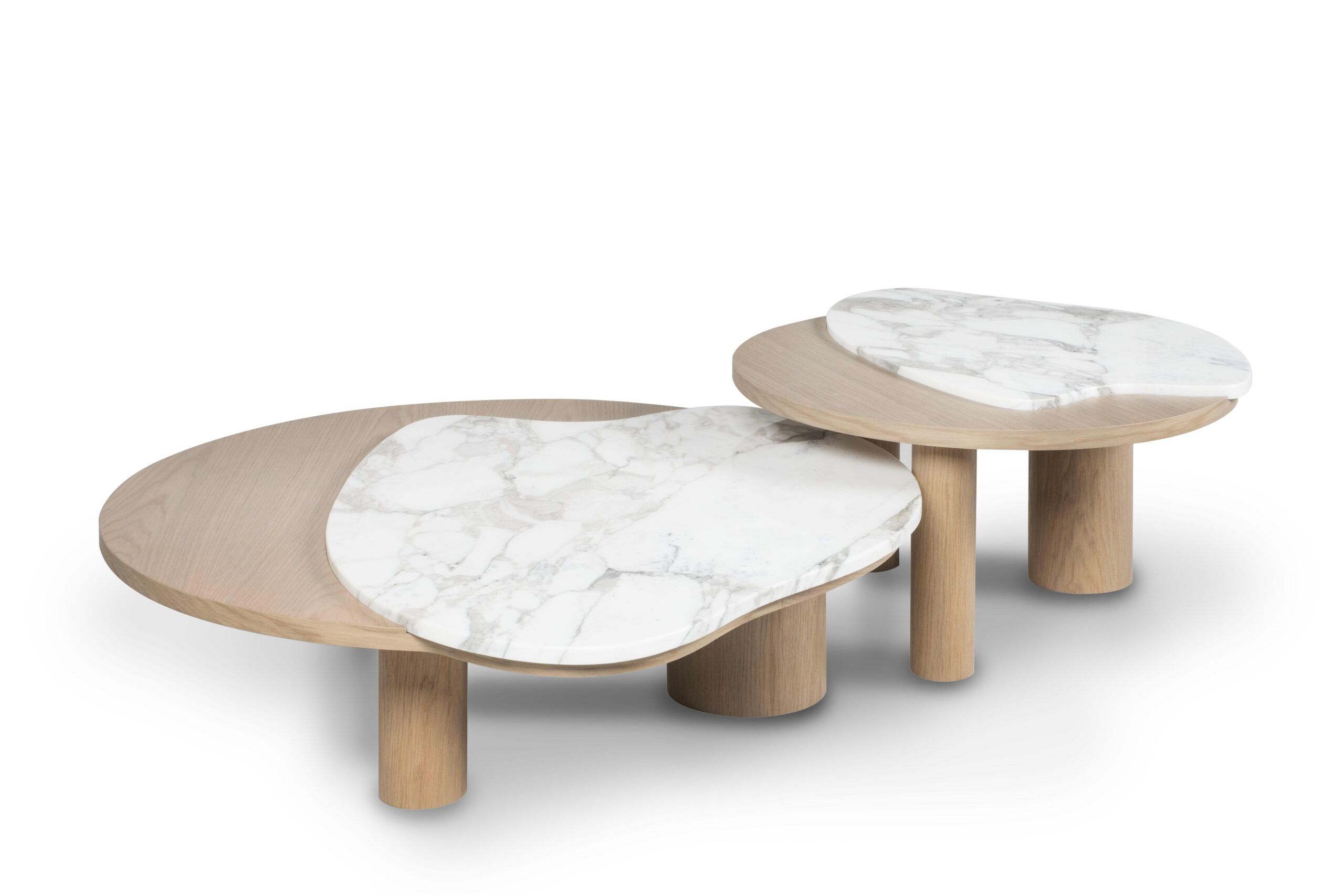 Organic Modern Bordeira Coffee Tables Set/3, Marble, Handmade By ... throughout
