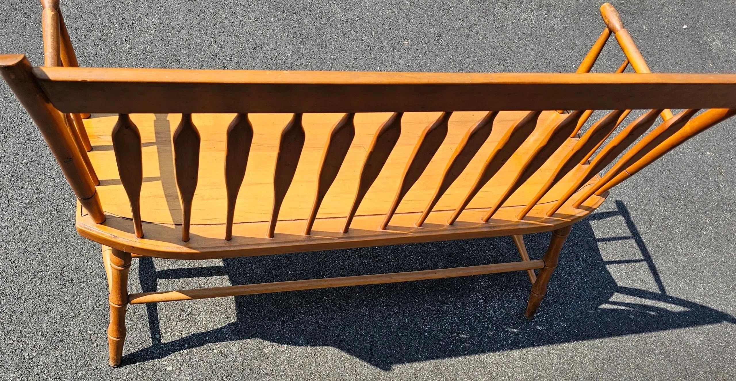 Pair Of Vintage Maple Spindle Back Benches | Chairish for The Enduring Appeal of Petite Hickory Spindle Benches