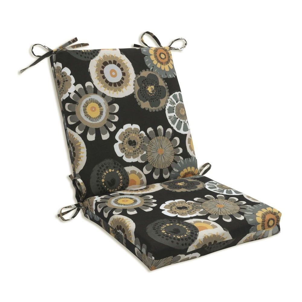 Pillow Perfect Squared Black/ Yellow Floral Outdoor Chair Cushion ... regarding