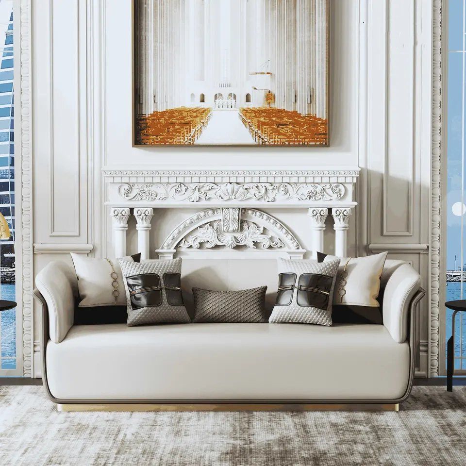 Premium Quality Apartment Luxury White Leather Sofa Set Living Room ... pertaining to