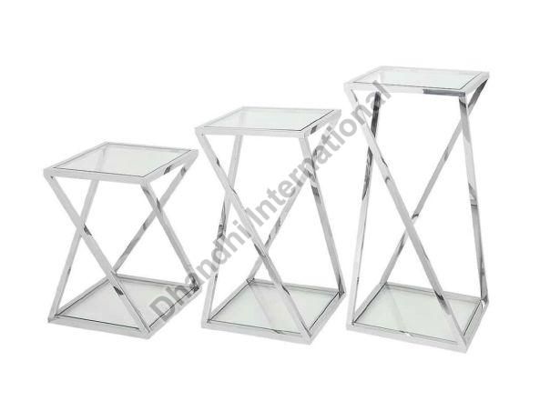 Rectangular Polished Di-0711 Nesting Table Set, Pattern : Plain, Color ... pertaining to Expert Tips for Caring for Your Silver Rothesay Nesting Table Set