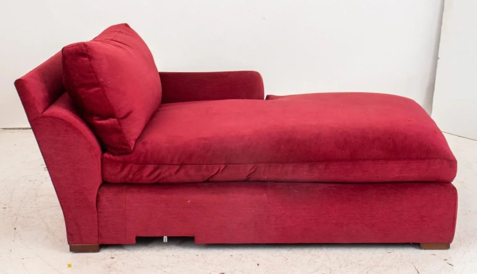 Red Chenille Upholstered Chaise Lounge | Chairish intended for