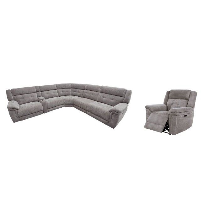 Richland Bristol Grey Modular Power Reclining Sectional Set W/ Power ... regarding